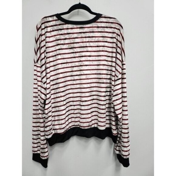 Crescent Drive Womens Velvet Top Size 3X White Red Striped Long Sleeve BOHO - Picture 8 of 9